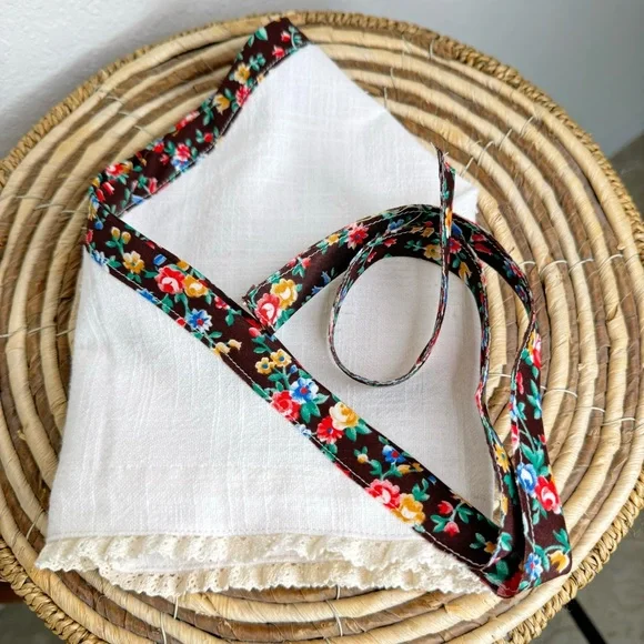 Handmade Cottagecore Natural Cotton Hair Scarf - Picture 2 of 9